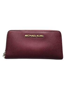 Michael Kors Maroon Red‎ Saffiano Leather Continental Zip Wallet